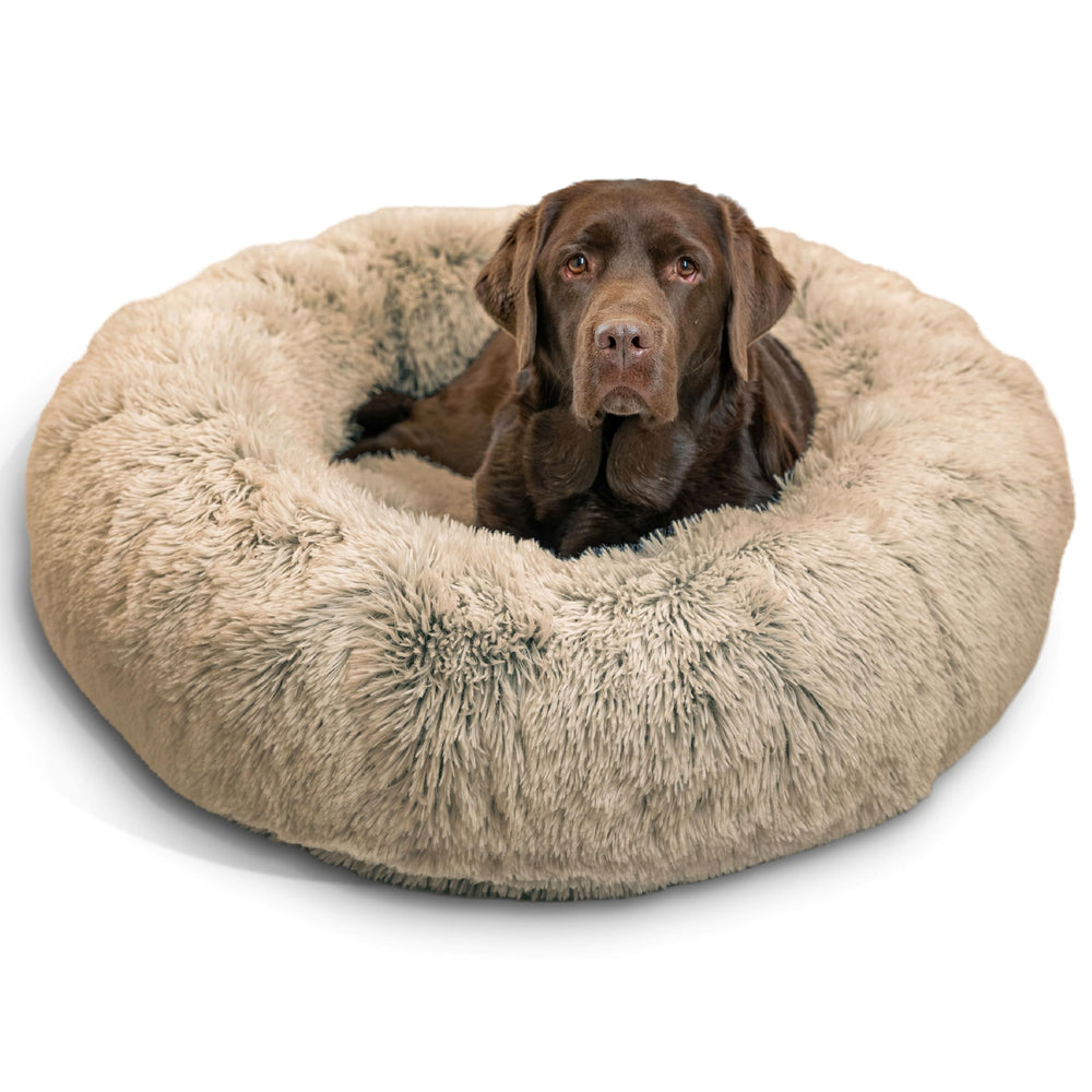 Best Friends by Sheri lit-beignet grand taupe vue générale, confort profond pour chiens jusqu'à 45 kg.