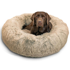 Best Friends by Sheri lit-beignet grand taupe vue générale, confort profond pour chiens jusqu'à 45 kg.