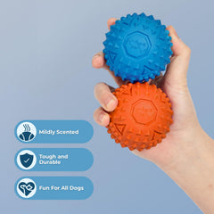 Best Pet Supplies balle piquante bleu-orange, stimule le jeu et l’instinct de mastication.