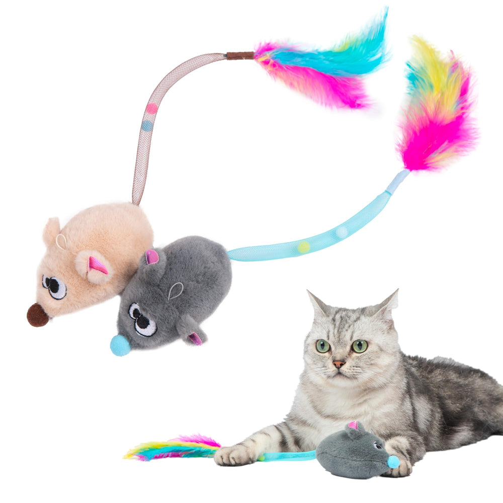 Catify par Best Pet Supplies, souris siffante beige stimulante pour le jeu du chat.