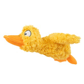 Best Pet Supplies Ducky Doodle jaune face : jouet interactif stimulant le jeu et la mastication.