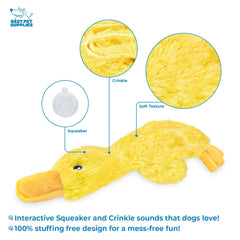 Best Pet Supplies jouet sans rembourrage – canard jaune grand, coutures renforcées et durable