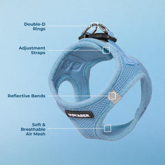 Fermeture à velcro, boucle et anneaux en D doubles pour une sécurité renforcée.