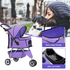 BestPet Poussette 3 Roues, porte-gobelet pratique pour trajets.