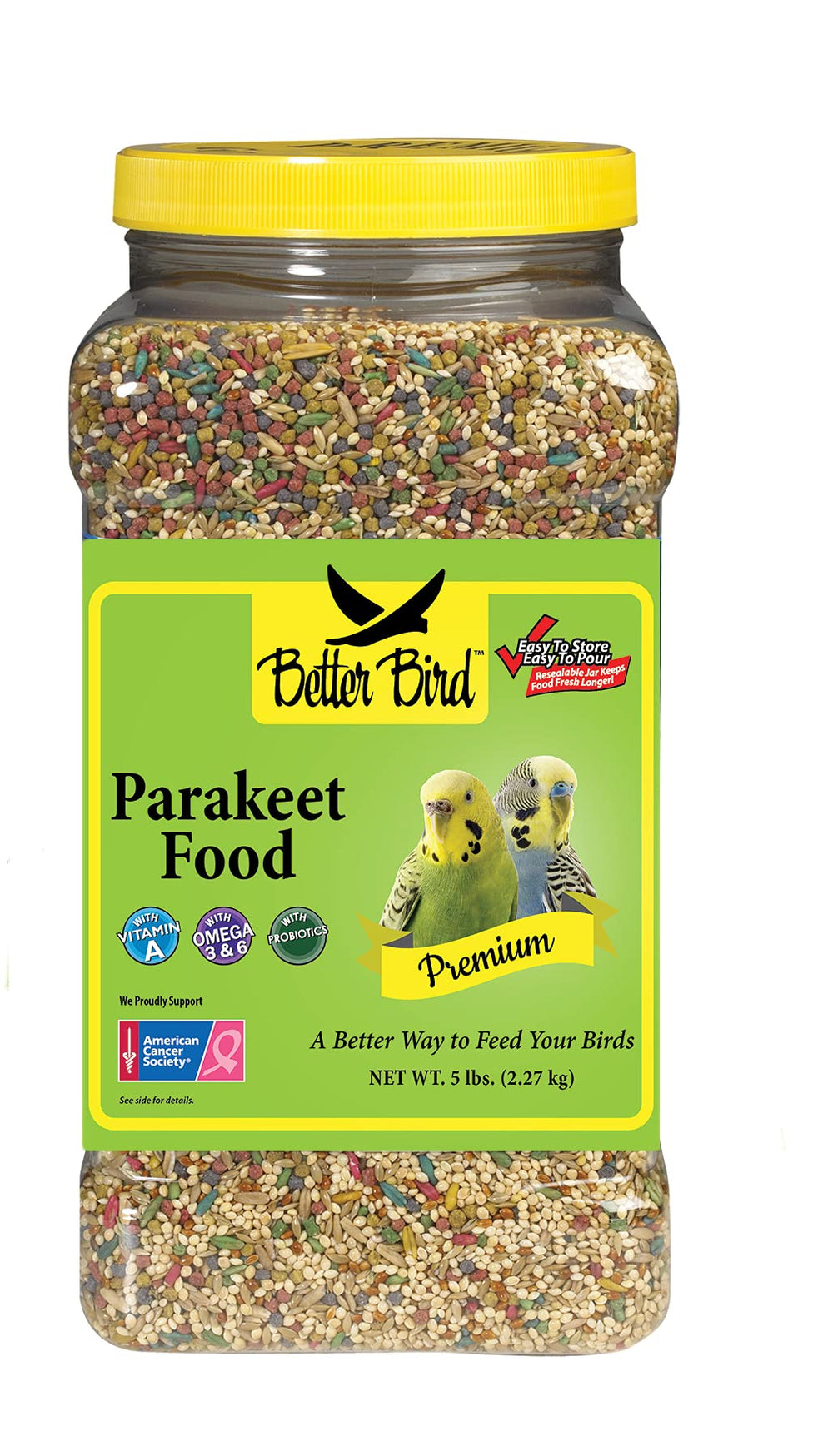 Better Bird: bocal de 2,27 kg pour nourriture de perruche, équilibre nutritionnel.