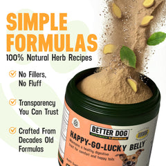 Better Dog Supplements par Cesar Millan – étiquette-ingredients claire indiquant la formule naturelle.