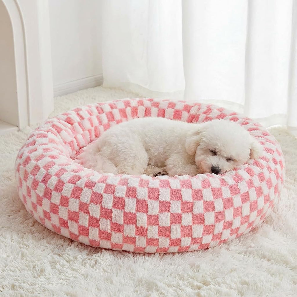 Lit BFPETHOME en forme ronde rose pour petit chien, chaleur et confort.