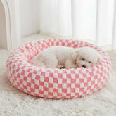 Lit BFPETHOME en forme ronde rose pour petit chien, chaleur et confort.