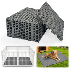 Bhyhok dalles chenil 12x12 gris, surface antidérapante et drainage rapide.