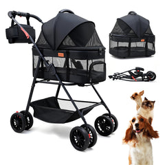Poussette Bicystar pour petits chiens et chatons en 3 en 1