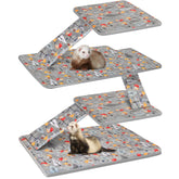 Garnissage Bienbee pour cage furet avec motif gris champignon et double unité