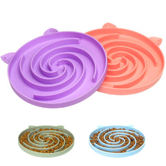 Bifeaw bol d’alimentation lente pour chat, motif spiral favorisant un repas détendu.