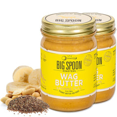 Pot Wag Butter Banana Flax de Big Spoon Roasters, pâte naturelle pour chien sans sucre ajouté.