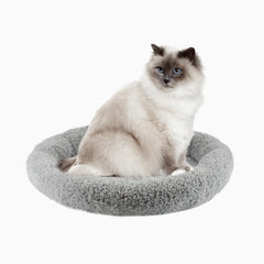 Lit rond Billionchains gris pour chat, diamètre extérieur 40 cm, confort.
