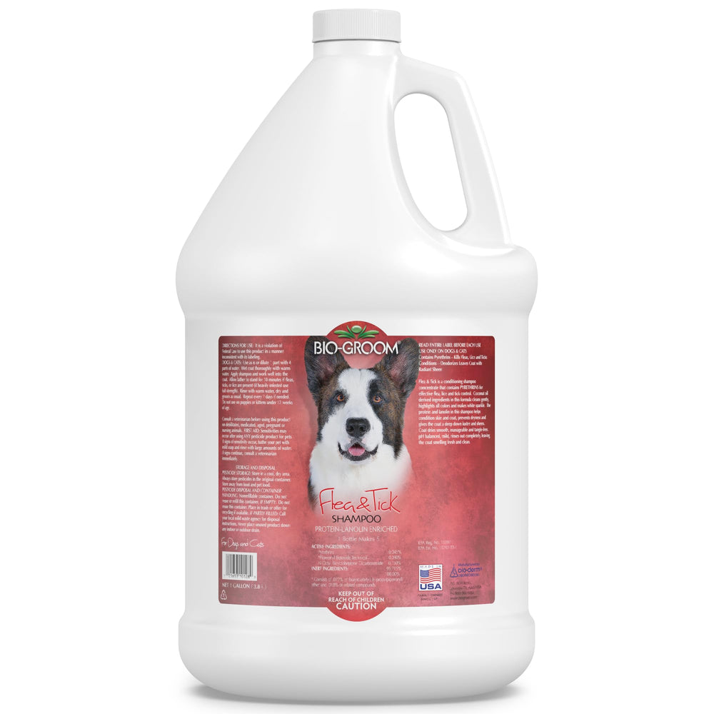Bio-Groom Shampoing Puces et Tiques – bouteille 1 galon, pratique à domicile.