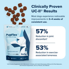 BioPup PupFlex+ certifié VetEvaluated et oméga-3 pour les articulations.