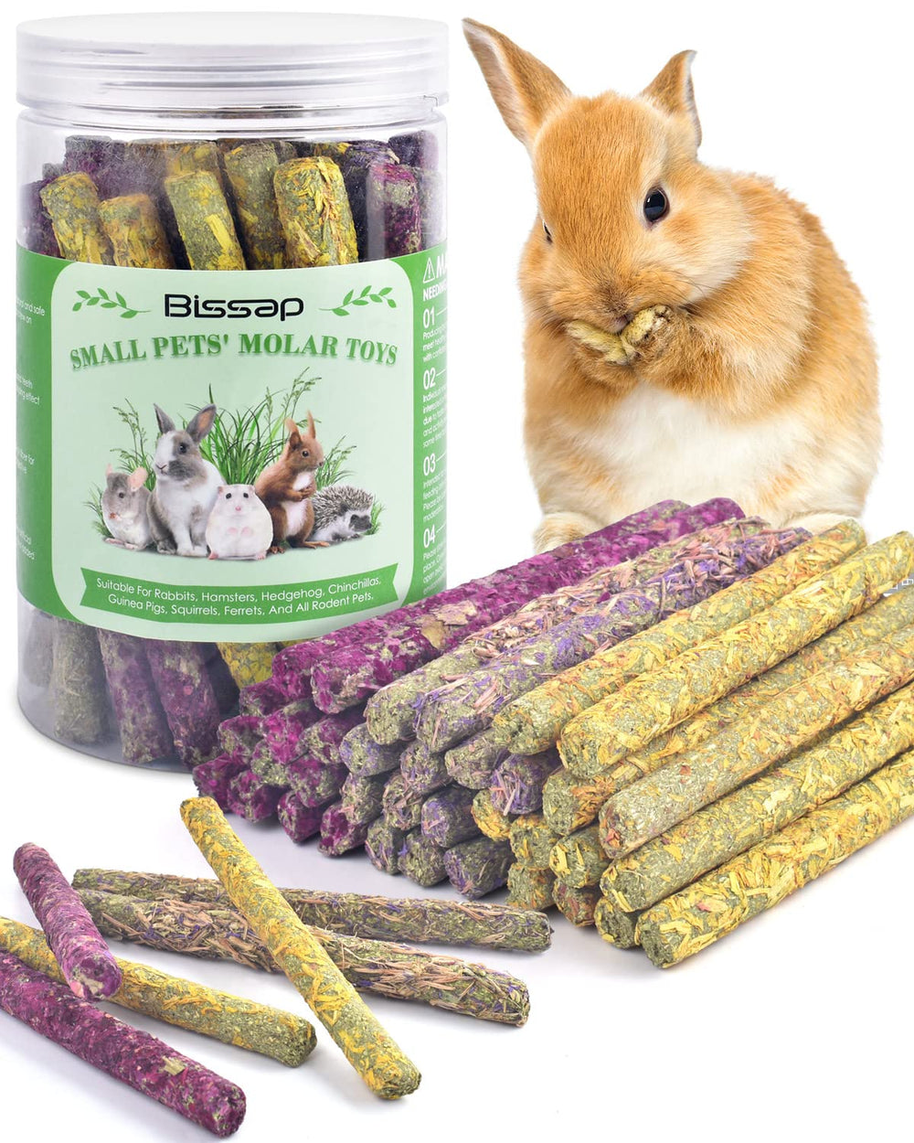 Bissap bâtonnets roses pour lapin, stimulent le grignotage et l’enrichissement.