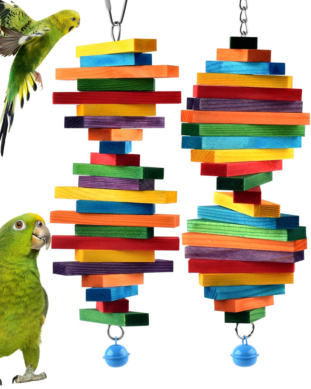 Jouet Bissap cascade bagel multicolore pour petits oiseaux, stimule activité et curiosité.