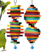 Jouet Bissap cascade bagel multicolore pour petits oiseaux, stimule activité et curiosité.