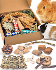 Jouet à mâcher Bissap pour lapin avec coffret foin, stimulation naturelle