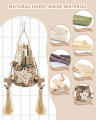 Panier en herbe marine Bissap avec tranches de carotte, divertit les petits animaux