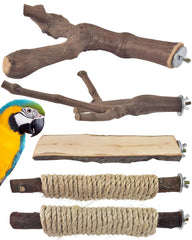 Perches Bissap en bois naturel pour cage, favorise l'exercice et le confort des pattes.