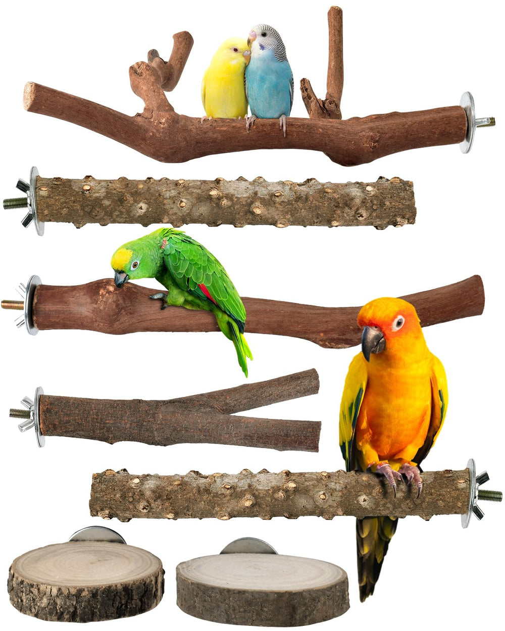 Bissap perchoir ensemble 7 pièces en bois naturel, exercice des pattes.
