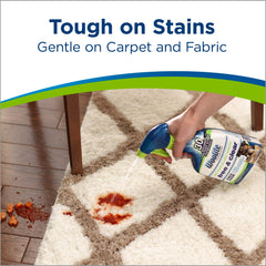 Tache vin rouge Woolite Free & Clear sur tissu.