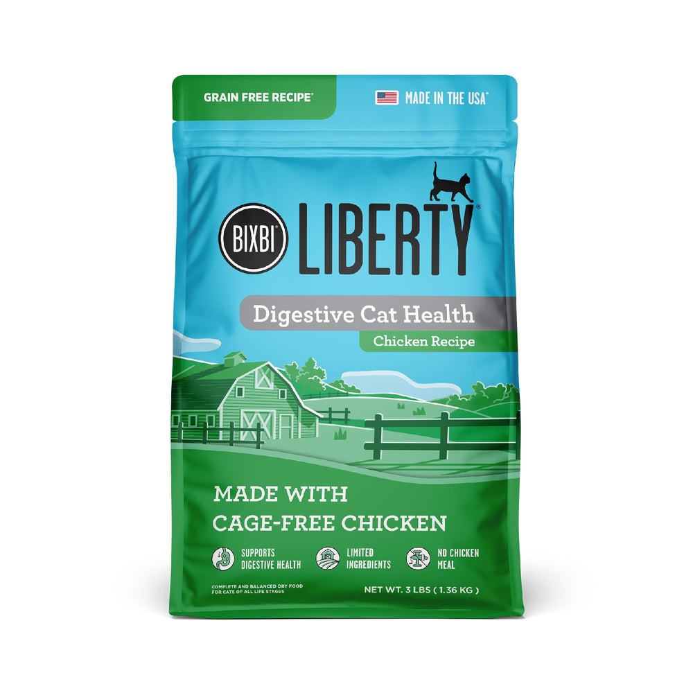 Nourriture sèche BIXBI Liberty pour chat au poulet, emballage visible et alimentation simple