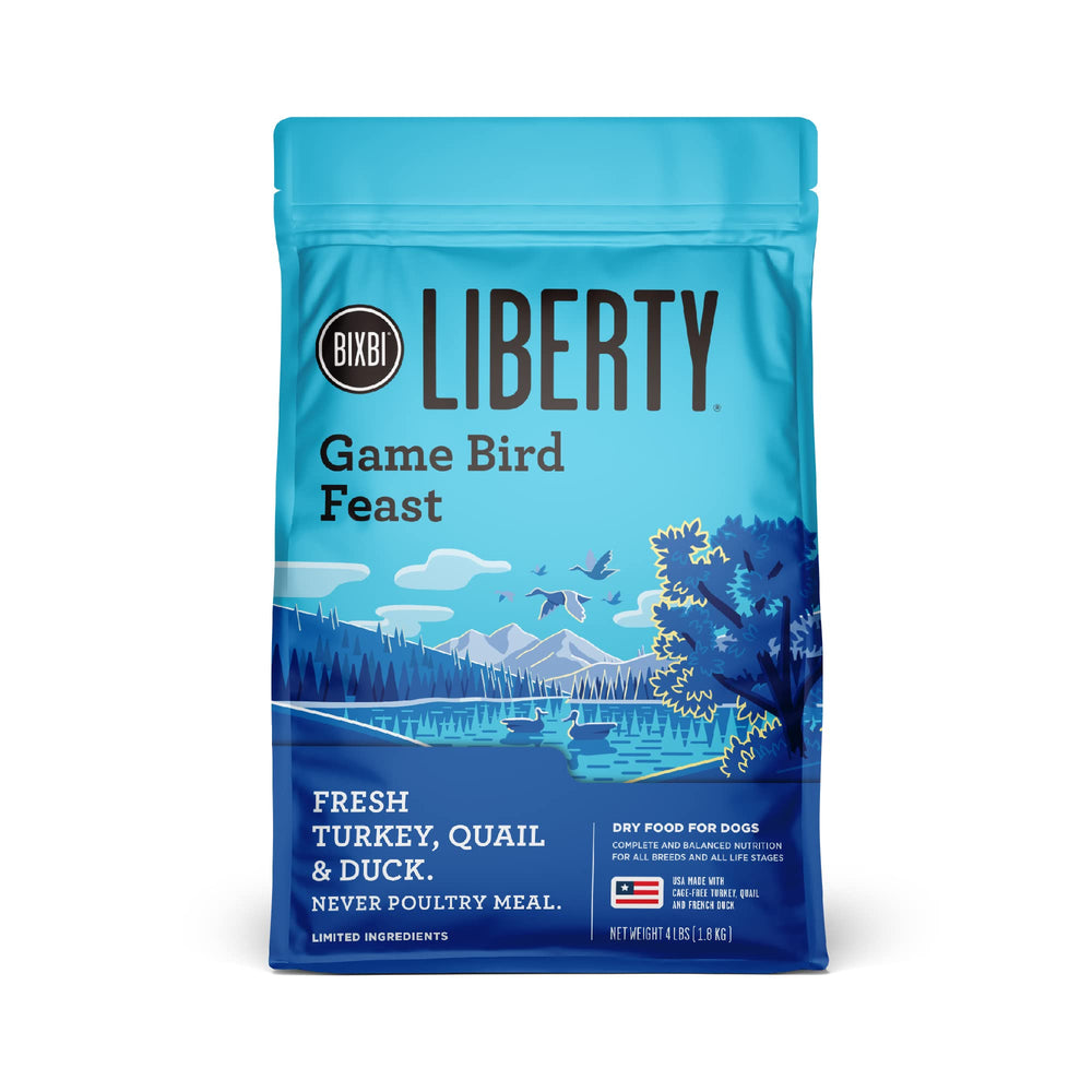 Croquettes BIXBI Liberty avec viande fraîche en premier ingrédient, digestibilité élevée.
