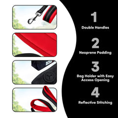 Laisse Black Rhino 6ft avec sac et attache intégrés pour rangement pratique.