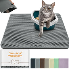Blissstorm Tapis Litière Chat Double Couche Nid dAbeilles retient les grains.