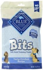 Blue Bits friandises d'entraînement pour chien au poulet, texture douce et agréable.