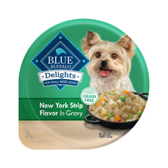 Blue Buffalo Delights avec boeuf premier ingrédient, repas appétissant pour petit chien.