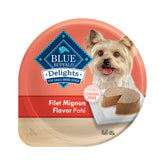 Blue Buffalo Delights, pâté filet mignon, portion unique pratique pour petit chien.