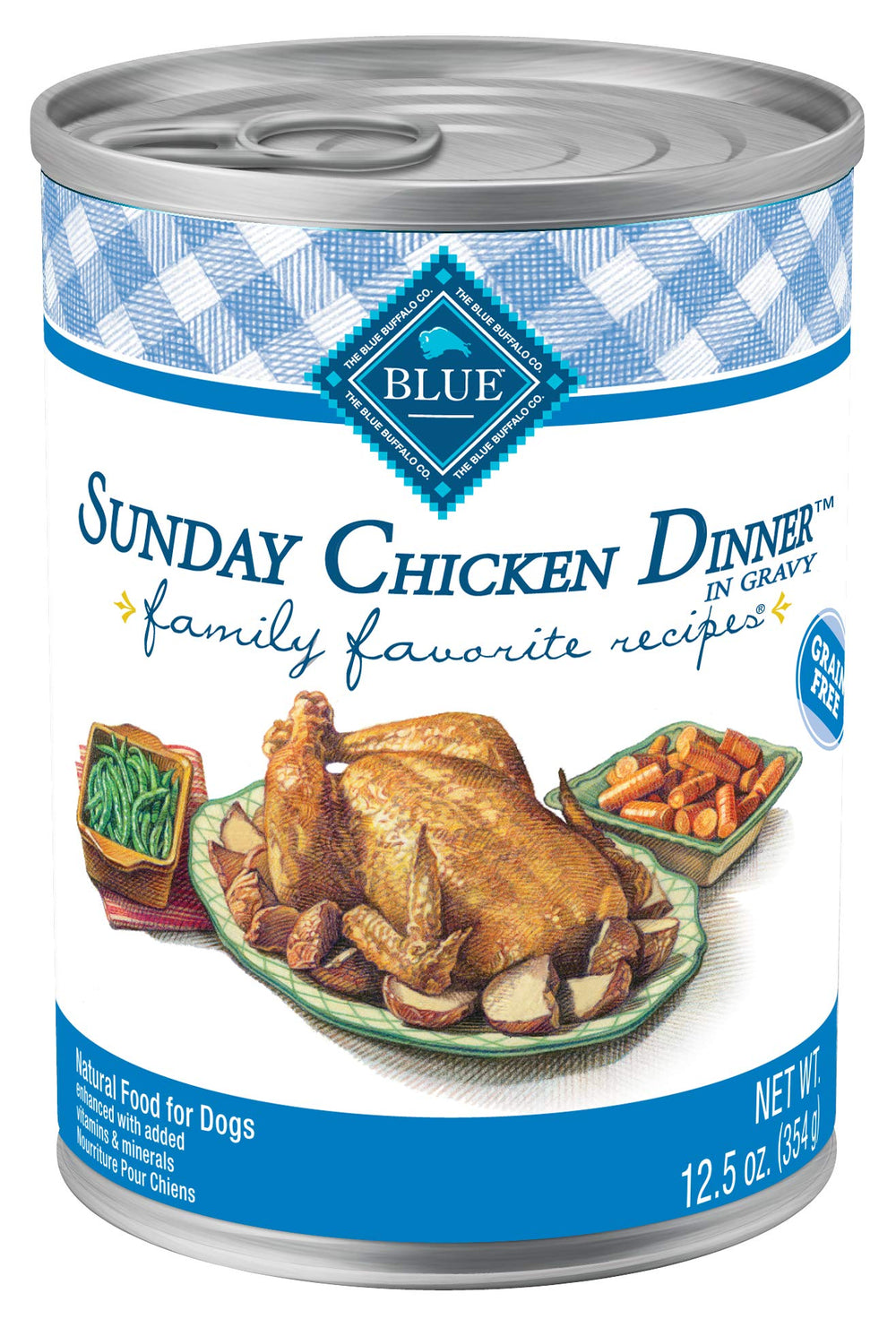 Blue Buffalo Family Favorites: poulet-dimanche en boîte, repas complet pratique pour chien.