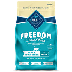 Blue Buffalo Freedom pour chat intérieur au poisson blanc, premier ingrédient savoureux.