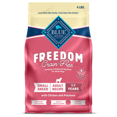 Blue Buffalo Freedom sans céréales pour petits chiens avec poulet et pommes de terre, énergie potentielle.