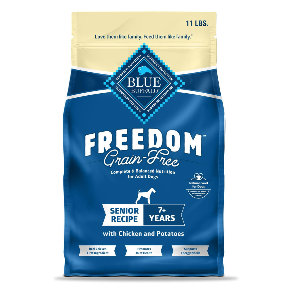 Blue Buffalo Freedom Senior: poulet premier ingrédient pour une nutrition savoureuse.