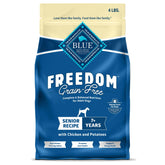 Blue Buffalo Freedom Senior avec poulet; premier ingrédient pour nutrition de qualité.