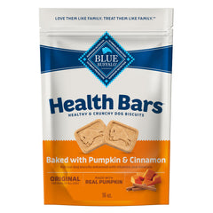 Blue Buffalo Health Bars biscuits croustillants potiron cannelle yogourt, récompense savoureuse pour chien.