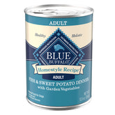 Blue Buffalo Homestyle Recipe: poisson et patate douce dans un bol appétissant.