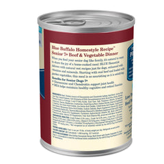 Blue Buffalo Homestyle Senior boeuf légumes, conserve ouverte prête à servir