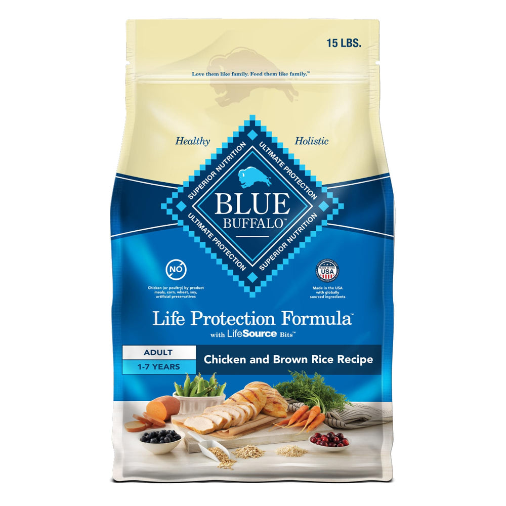 Blue Buffalo Life Protection Formula: sac de 15 lb avec poulet réel et riz brun, soutien les muscles.