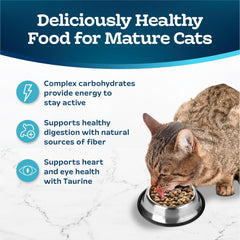 Ingrédients naturels visibles dans BLUE Tastefuls pour chat adulte 7+.