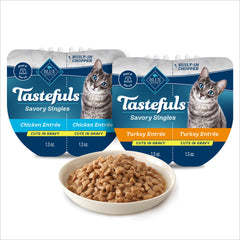 Blue Buffalo Tastefuls, coupes en gravy poulet, goût savoureux pour chats gourmands.