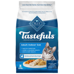 Blue Buffalo Tastefuls Indoor poulet et riz brun dans le sac 3lb pour chats adultes.