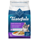Blue Buffalo Tastefuls sac de 7 lb avec croquettes poulet et riz brun, pratique pour chats actifs.