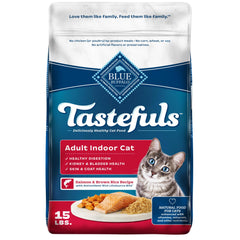 Blue Buffalo Tastefuls saumon, croquettes sèches pour chat intérieur.