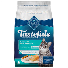 Blue Buffalo Tastefuls saume et océan croquettes croquantes pour chats gourmands.